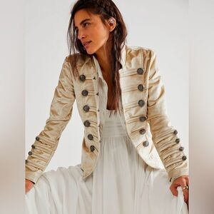 Free People Velvet Military Jacket